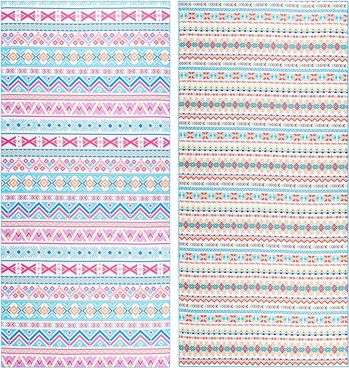 2 Pack Microfiber Beach Towel, Oversized Microfiber Pool Towel 75”x 35”, Sand-Free Beach Towel, Quick Drying Camping Towel, Super Absorbent Bath Towel Blanket, Soft Breathable and Lightweight