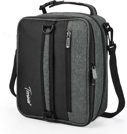 Expandable Insulated Lunch Bag, Leakproof Flat Lunch Cooler Tote with Shoulder Strap for Men and Women, Suitable for Work & Office by Tirrinia, Charcoal