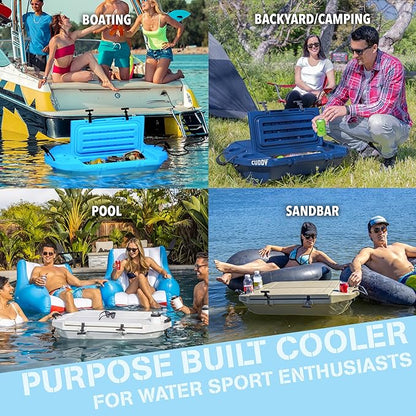CUDDY Floating Cooler and Dry Storage Vessel for Land & Water – 40QT– Great for River, Beach, Kayak, Pool, & Lake - Multiple Color Options