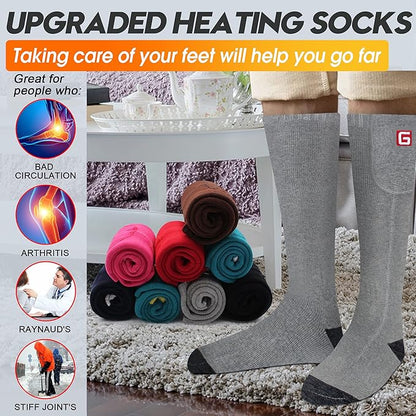Electric Heated Socks Rechargebale Battery Powered Heating Socks for Men Women,Winter Thermal Insulated Thick Sox Kit for Chronically Cold Feet,Novelty Sports Hunting Hiking Skiing Foot Warmer Socks