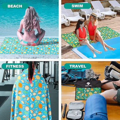 2 Pack Microfiber Beach Towel, Oversized Microfiber Pool Towel 75”x 35”, Sand-Free Beach Towel, Quick Drying Camping Towel, Super Absorbent Bath Towel Blanket, Soft Breathable and Lightweight