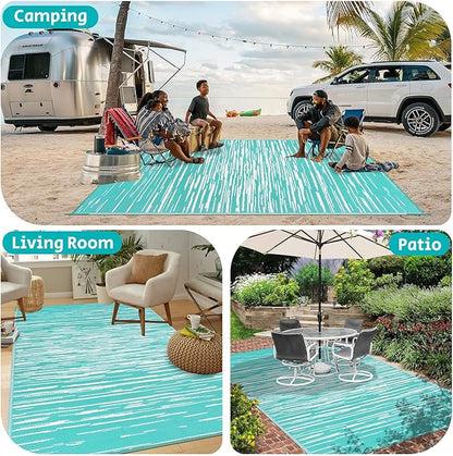 HEBE Outdoor Rug 8'x10' for Patios Clearance Waterproof Patio Mat Plastic Straw Rug Reversible RV Camping Tent Rug Outside Indoor Outdoor Area Rugs for RV,Deck,Beach,Balcony,Camper