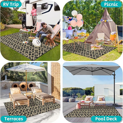 HEBE Outdoor Rug 6'x9' for Patios Waterproof Clearance Reversible Patio Mat Plastic Straw Rug RV Camping Mat Outside Area Rug Carpet for Camping RV,Porch,Deck,Balcony,Camper,Backyard