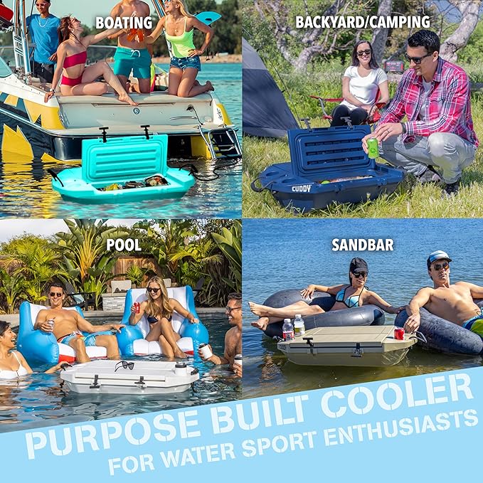 CUDDY Floating Cooler and Dry Storage Vessel for Land & Water – 40QT– Great for River, Beach, Kayak, Pool, & Lake - Multiple Color Options