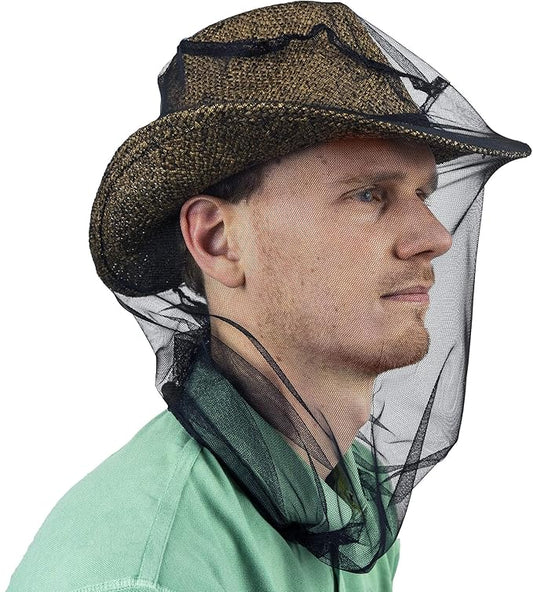 Mosquito Head Net for Insect, Fly & Bug Protection - Quality Mesh Netting for Travel, Camping, Gardening, Safari & Fishing - Fits All Type of Hats for Men & Women