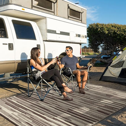 GENIMO Outdoor Rug for Patio Clearance, 6'x9' Waterproof Camping Mat, Reversible Plastic Straw Rugs for RV, Camper, Balcony, Backyard, Picnic, Deck (Coffee Beige)