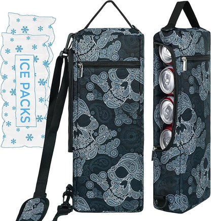 Golf Cooler Bag Plus Ice Pack Soft Sided Insulated Cooler Bag- Holds 6 Pack of Cans or 2 Wine Bottles - Grey Camo Golf Beer Sleeve Black Fits Discreetly in Golf Bags