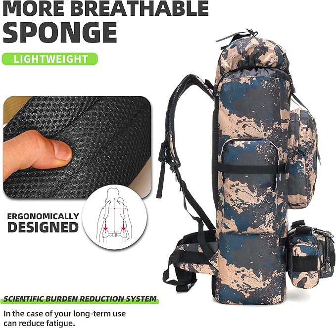 King'sGuard 100L Camping Hiking Backpack Molle Rucksack Military Camping Backpacking Daypack