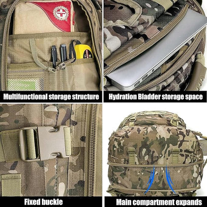 Expandable 40-64L Military Tactical Backpack 3 Day Bag Hiking Gym Sport Camping