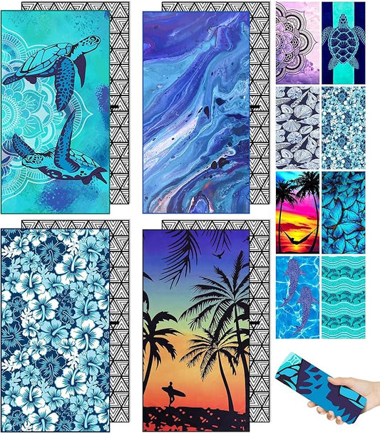 Microfiber Quick Dry Beach Towel – Lightweight Sand Free Oversized X-Large Towel Accessories Travel Must Have Swim Pool Yoga Camping Gear Summer Cruise Ship Compact Sandproof Item Gift Bouquet Turtle