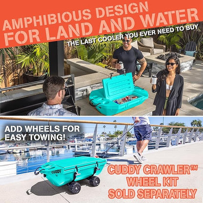 CUDDY Floating Cooler and Dry Storage Vessel for Land & Water – 40QT– Great for River, Beach, Kayak, Pool, & Lake - Multiple Color Options