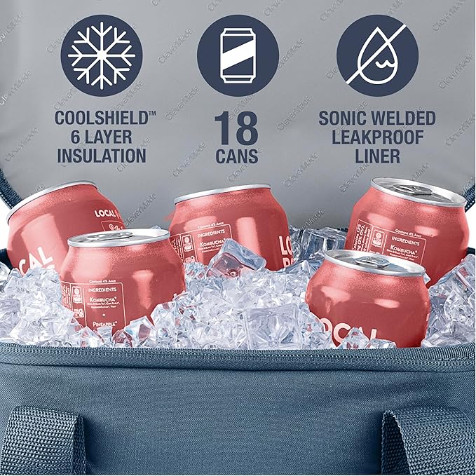 CleverMade Collapsible Cooler Bag, 18 Can Beach & Travel Car Cooler, Folding Soft Cooler, Shoulder Strap, Bottle Opener, Great Car Coolers for Travel, Cleans Easy, Leak Proof Cooler Bag [Ocean]