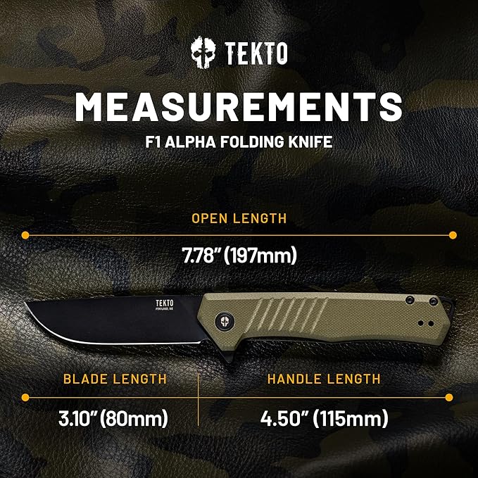 F1 Alpha Folding Pocket Knife - Modified Straight Back Blade, Titanium Coated D2 Steel, Ideal for Outdoor Camping and Backpacking, Tactical Carbon Fiber Handle, Blue Titanium Accents