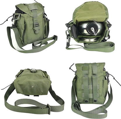 MASTIFF GEARS® 304 (18/8) Stainless Steel (FDA Compliant) US G.I Style Canteen Kit Cooking Set Camping Canteen Mess Kit with Cup, Lid, MOLLE Pouch for Camping