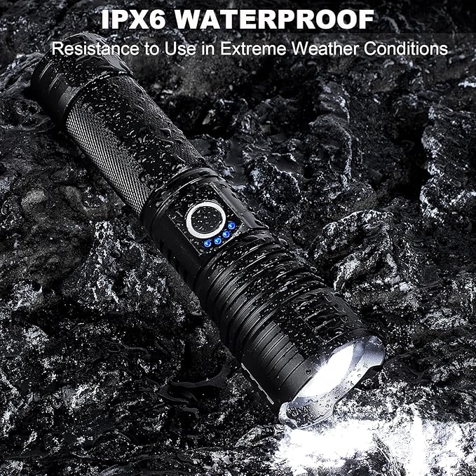 Rechargeable Flashlights High Lumens, 900000 Lumen Super Bright Flashlight, 2pack Led High Powered Flash Light, Flashlight for Home, Camping, 5 Modes/12h Run Time for Outdoor, IPX6 Waterproof