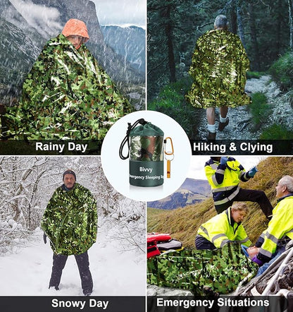 Emergency Sleeping Bags Thermal-Emergency-Blankets Ultralight Space Blankets Survival Waterproof Bivy Sack Multi-Purpose Survival Gear for Hiking, Camping, First Aid Kits, Outdoor Survival Gear