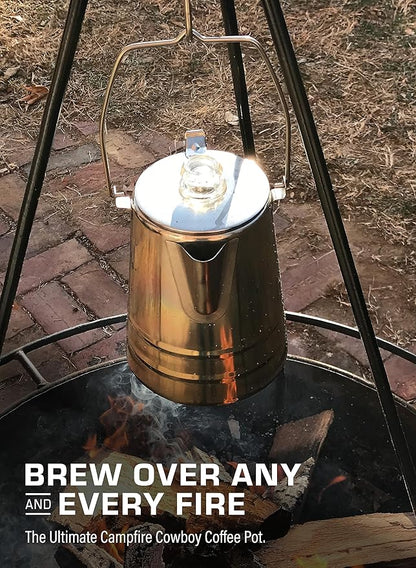 COLETTI Scoutmaster Camp Coffee Pot — Cowboy Coffee Pot, Coffee Percolator Camping – Huge Stainless Steel Coffee Pot – The Ultimate Camping Percolator, NO Aluminum or Plastic [24 Cup]