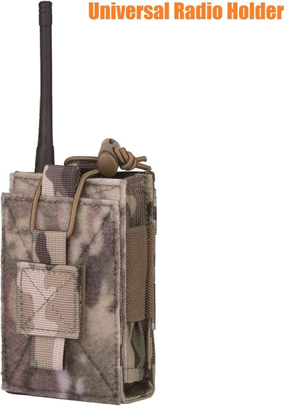 Adjustable Radio Pouch MOLLE Radio Holder for Tactical Duty Belt Two Ways Radio Holster Walkie Talkies Case Rifle Mag Carrier 5.56mm 7.62mm Magazine Nylon Carry Bag for Police Security Rescue