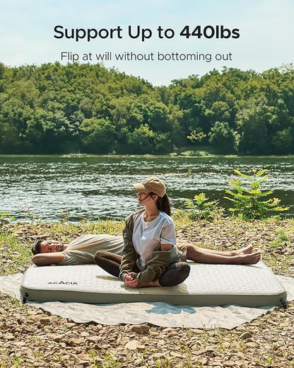 ACACIA 4" Thick Self Inflating Sleeping Pad with Foam, Innovative Y-Shaped Telescopic Structure, Ultraportable Camping Air Mattress with Pump Sack, Outdoor Compact Sleep Bed for Travel Tent Car
