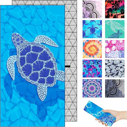 Microfiber Beach Towel – Turtle Shadow Quick Dry Lightweight Sand Free Oversized Large Accessories Travel Must Have Swim Pool Yoga Camping Gear Cruise Ship Essentials Cloud Compact Gift 71''32''