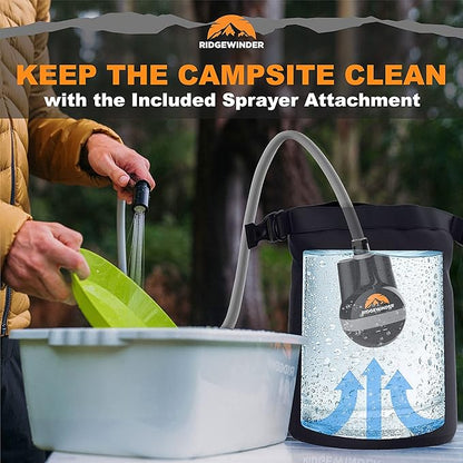 Dual Battery Portable Shower for Camping with Dry Bag - Camp Shower with 2 Rechargeable Batteries and Included 10L Dry Bag for Water Storage. Complete Camping Shower in a Bag