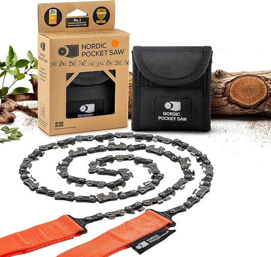 25.6" or 36" - Survival Pocket Chainsaw with 3 Color Variations - Pocket Chainsaw for Camping - Camping Chainsaw Manual - Survival Chainsaw for Outdoor & Trekking - Foldable Chainsaw