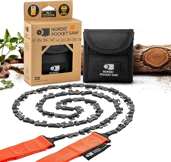25.6" or 36" - Survival Pocket Chainsaw with 3 Color Variations - Pocket Chainsaw for Camping - Camping Chainsaw Manual - Survival Chainsaw for Outdoor & Trekking - Foldable Chainsaw