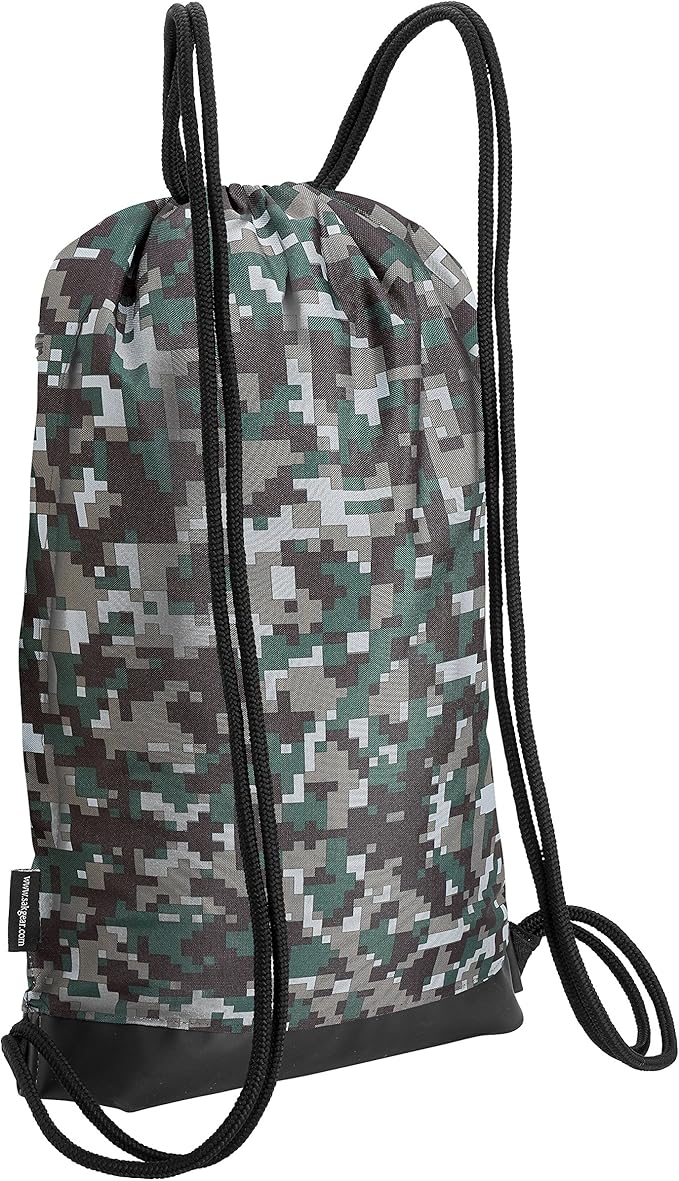 Skog Å Kust GymSak | Patented 2-in-1 Drawstring Cinch Bag with Removable Waterproof Dry Bag | Camo & Yellow