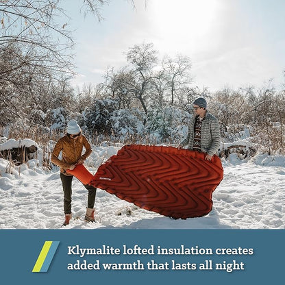 KLYMIT Insulated Double V Inflatable Sleeping Pad | Thick, Lightweight, Easy to Inflate, Foldable Air Bed for Camping & Backpacking