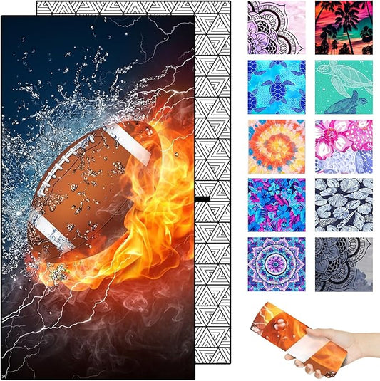 Microfiber Beach Towel – Rugby Quick Dry Lightweight Sand Free Oversized Towel Accessories Travel Must Have Swim Pool Yoga Camping Gear Summer Cruise Ship Essentials Cloud Compact Gift 71" 32"