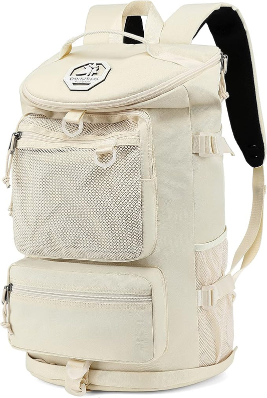 Gym Duffle Bag Backpack 4-Way Waterproof with Shoes Compartment for travel Sport Hiking laptop (Sea salt white) XL