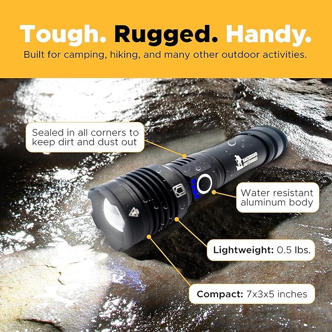 250000 Lumens Bright LED Rechargeable Flashlight 5 Modes Tactical Camping Fast Charging Waterproof (XHP50)