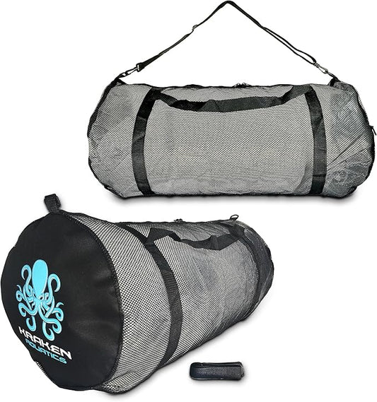 Mesh Duffle Bag with Shoulder Strap | Large Dive Bag for Scuba Diving Gear, Snorkeling, Freediving, Spearfishing, Swimming & Beach | Heavy-Duty Mesh Duffel Bag for Quick Drying