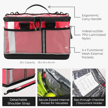KitBrix Waterproof Sports Duffel Bag, Personal Item Travel Bag 15.3" x 9.4" x 9.4" - Solid Base - Built for Wet, Muddy Gear - Multi-Use Swimming, Gym, Soccer, Camping, Triathlon Transition Bag - Pink