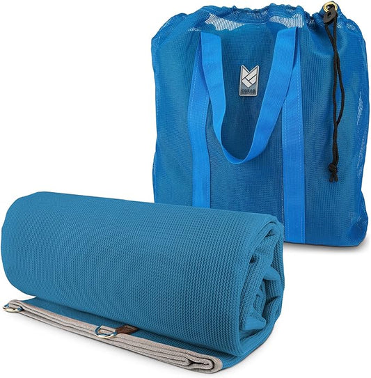 CGEAR RV Camping Mat, Sand Free Outdoor Reversible Rug for Campsite, Backyard, Patio, Deck, and Beach (Blue/Green, 8' x 14')