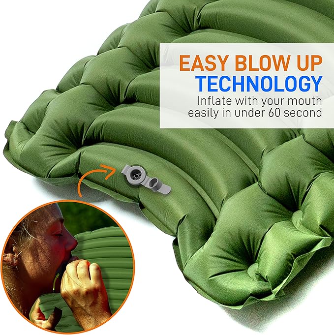 Backpacking Air Mattress Sleeping Pad - Self Inflating Waterproof Lightweight Sleep Pad Inflatable Camping Sleeping Mat w/Carrying Bag