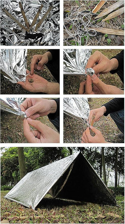 Emergency Foil Blanket (Pack of 50), Survival Thermal Mylar Blankets Individually Packaged Perfect for Outdoors, Hiking, Survival, Marathons or First Aid