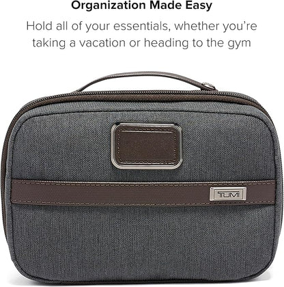 TUMI Alpha Split Travel Kit - Compact Toiletry Bag for Men & Women - Features Removable Leather Handle & 3 Zip Pockets