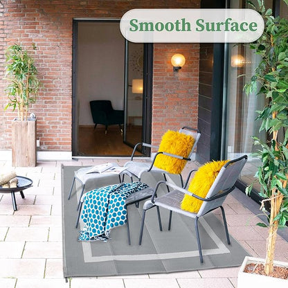 Ogrmar 6x9 FT Reversible Mats, Outdoor Rug for Patio Clearance, Waterproof Carpet, Plastic Straw Rug for Indoor Outdoor, Floor Mat&Rug for RV Porch Camping Backyard Deck Balcony Beach Trailer (Gray)