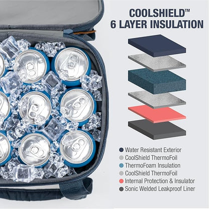 CleverMade Collapsible Cooler Bag, 18 Can Beach & Travel Car Cooler, Folding Soft Cooler, Shoulder Strap, Bottle Opener, Great Car Coolers for Travel, Leak Proof Cooler Bag [Leeward Navy]