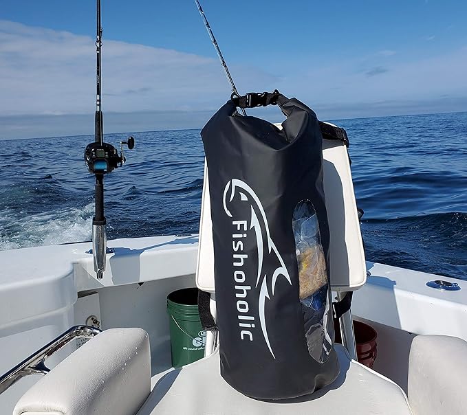 Fishoholic Dry Bag - Waterproof Gear Bags - Fail-Safe Snap - Made Tough & Durable for Kayaking Boating Fishing Hiking Camping Paddle Board & Tailgaiting