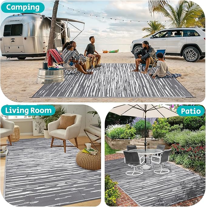 HEBE Outdoor Rug 5'x8' Waterproof for Patios Clearance, Reversible Plastic Straw Rug Camping Carpet, Indoor Outdoor Area Rugs Patio Mats for RV,Picnic,Backyard,Deck,Balcony,Porch