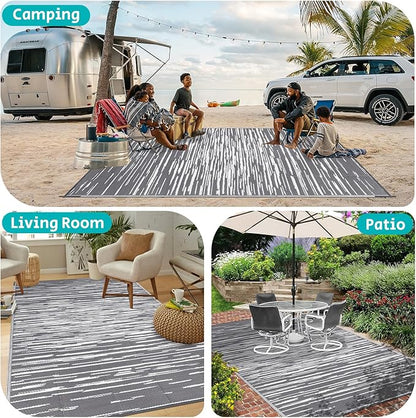 HEBE Outdoor Rug 8'x10' Waterproof for Patios Clearance, Reversible Plastic Straw Rug Camping Carpet, Indoor Outdoor Area Rugs Patio Mats for RV,Picnic,Backyard,Deck,Balcony,Porch