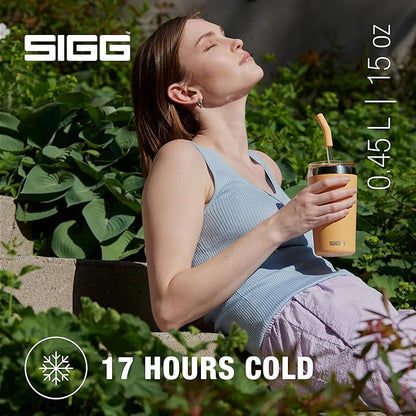 SIGG - Insulated Mug - Travel Mug Helia - With Durable Glass Straw & Cleaning Brush - Leakproof - BPA Free - 18/8 Stainless Steel - 15oz/20oz