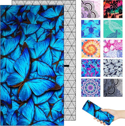 Microfiber Beach Towel – Blue Butterfly Quick Dry Lightweight Sand Free Oversized Large Towel Accessories Travel Must Have Swim Pool Yoga Camping Gear Summer Cruise Ship Essentials Cloud Compact Gift