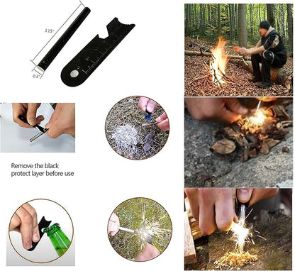 eGreen Emergency Ferro Rod Striker Magnesium 6 Bags Wax Jute Rope + Tin Box for Camping Hiking Bushcraft Survival Outdoor Gear