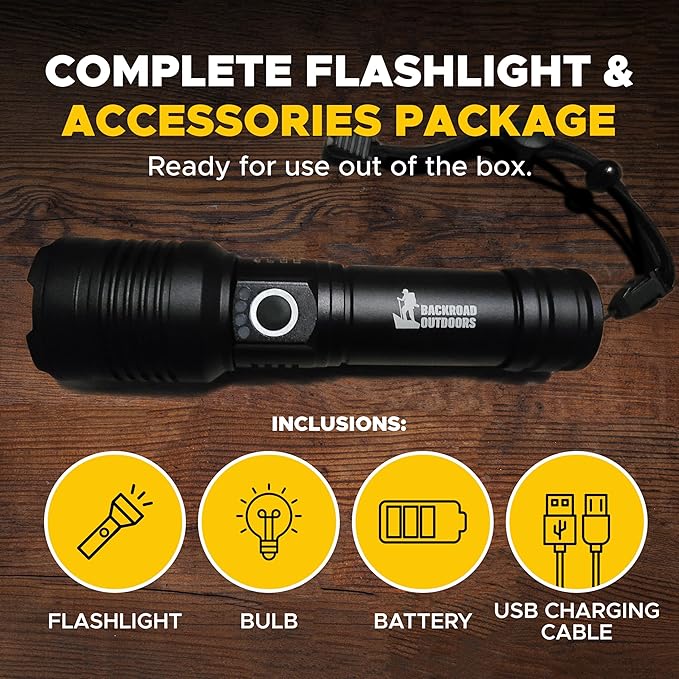 250000 Lumens Bright LED Rechargeable Flashlight 5 Modes Tactical Camping Fast Charging Waterproof (XHP50)