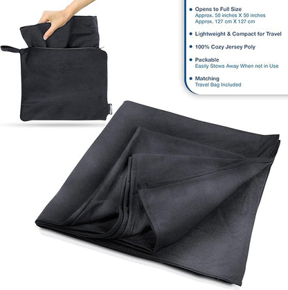 Cloudz Jersey Travel Blanket (50"x50") in A Bag - Black
