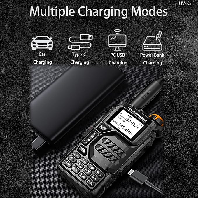 2 Packs Quansheng UV-K5 Radio USB-C Charging Dual Band Two Way Radio Long Range for Adult 5W Long Range Handheld Radio NOAA Scrambler/DTMF One Key Copy with 771 Antenna