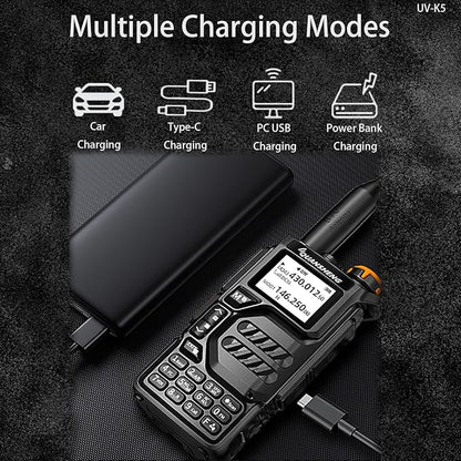 2 Packs Quansheng UV-K5 Radio USB-C Charging Dual Band Two Way Radio Long Range for Adult 5W Long Range Handheld Radio NOAA Scrambler/DTMF One Key Copy with 771 Antenna